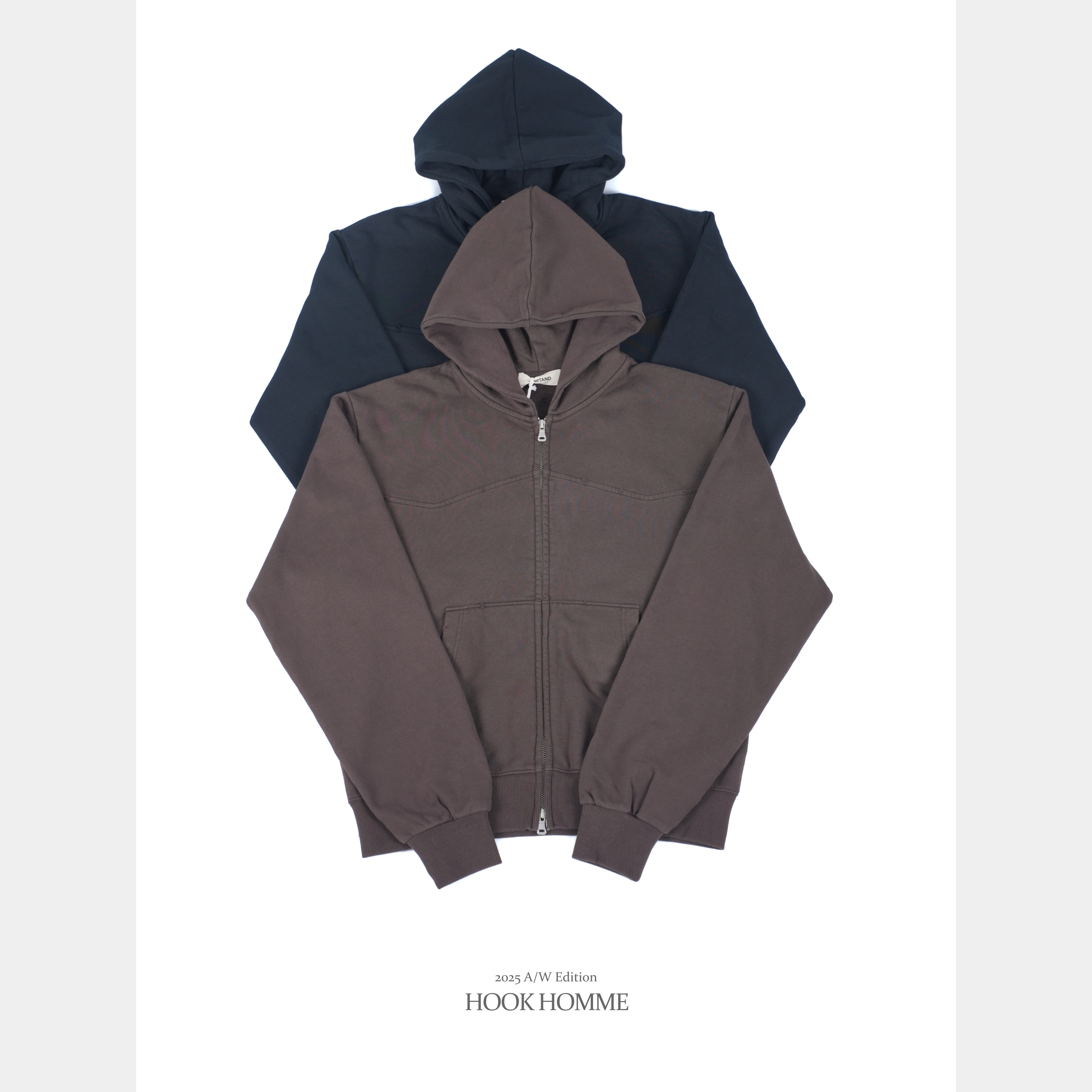 OW23/25AW磨破连帽拉链卫衣外套休闲宽松秋冬极简质感设计师