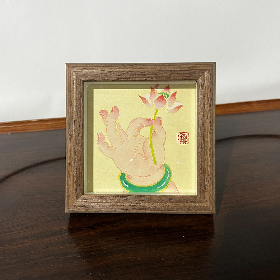 【莲花小手】右12办公室情绪稳定摆台别急莫生气字画相框桌面国画