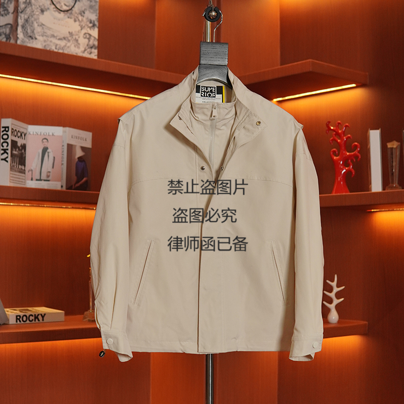 JK5051//2025SS新品上新设计感假两件拼接冲锋夹克外套男（XLZ）