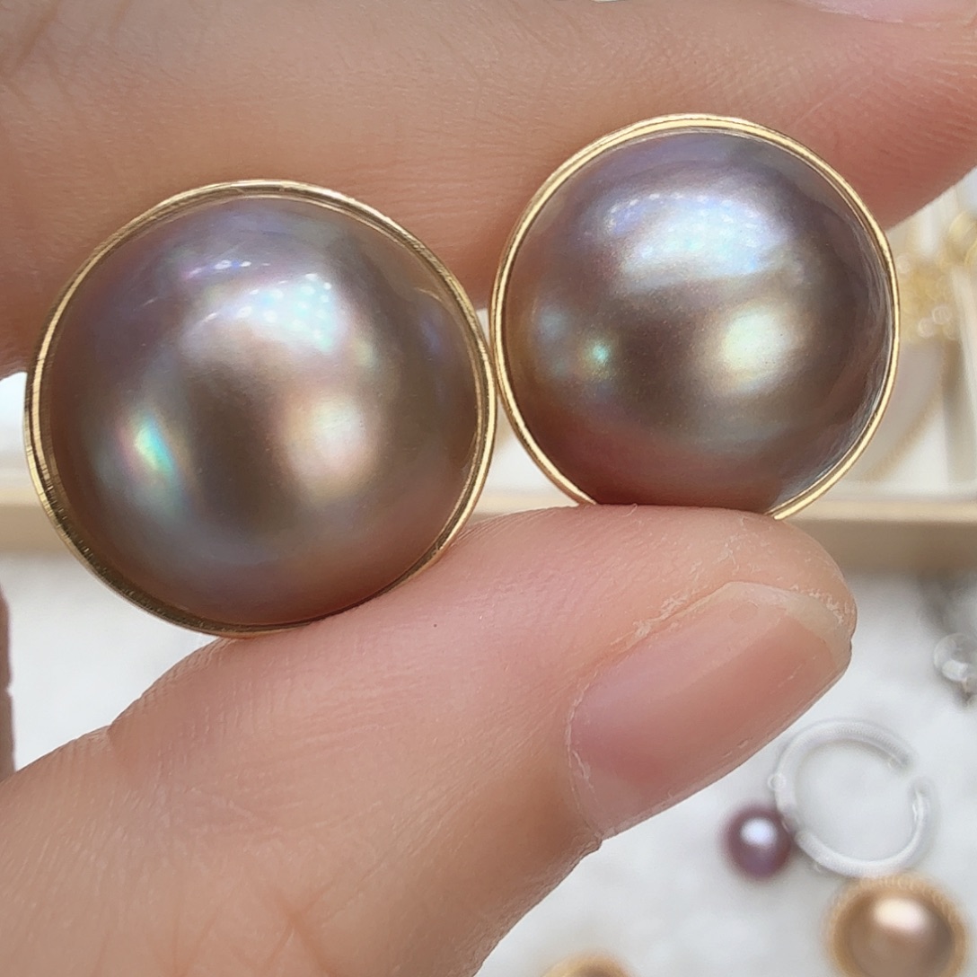 拼合珍珠（马贝珠）未镶嵌耳饰