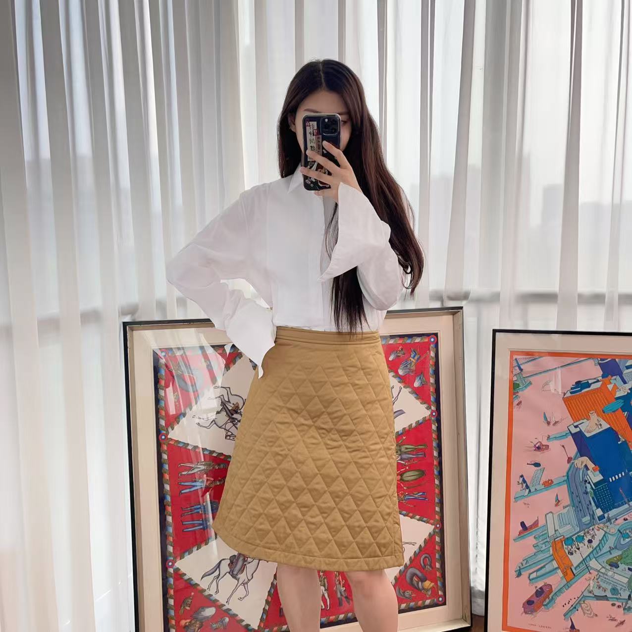 95新 BURBERRY/博柏利 麦殿/女士棉短裙38棕色/250516LJFYQ10