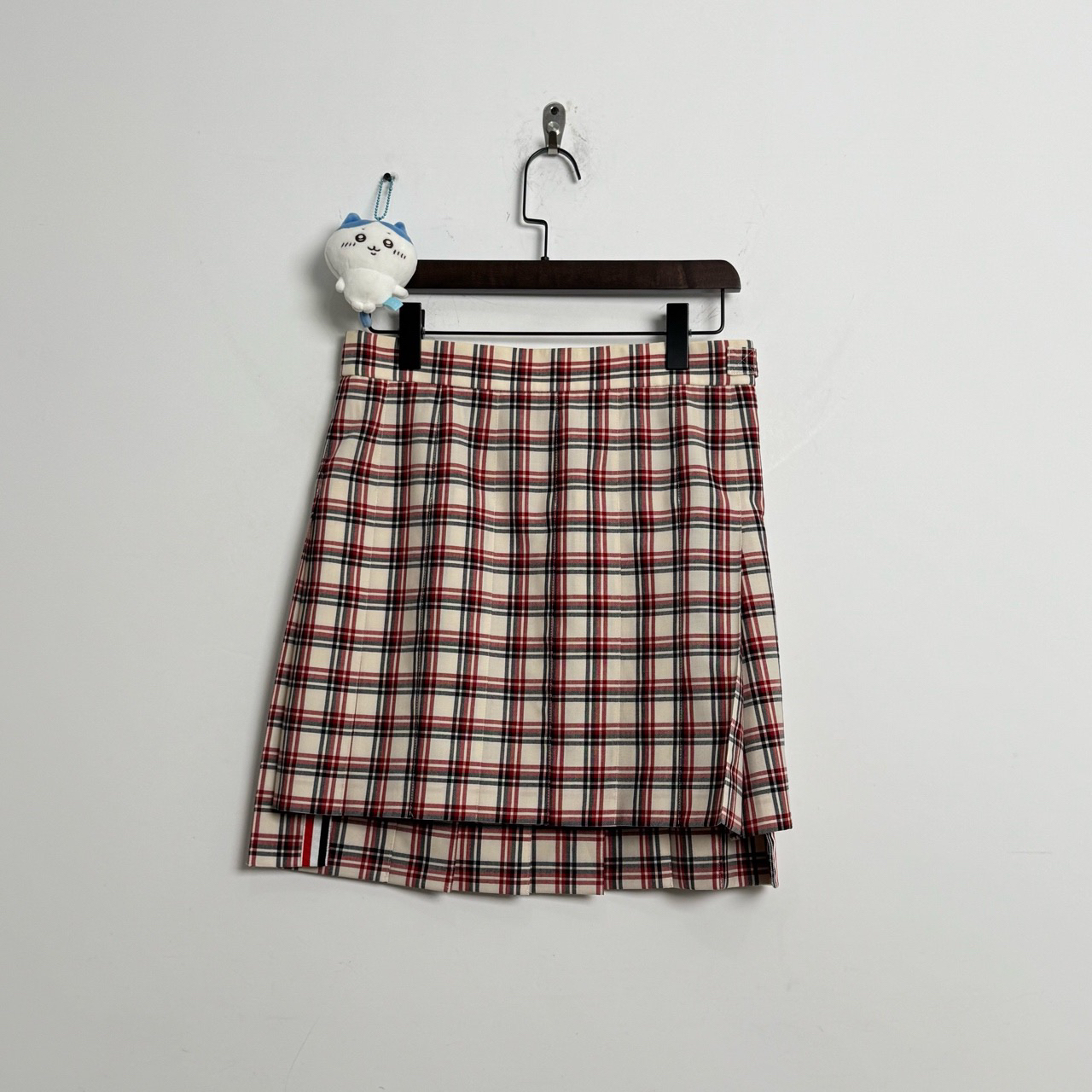 99新 THOMBROWNE 格纹彩条百褶裙 42码 