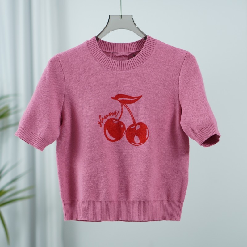 LI丽系列  Z1323  女装春秋短袖樱桃针织毛衣粉色TK9311221