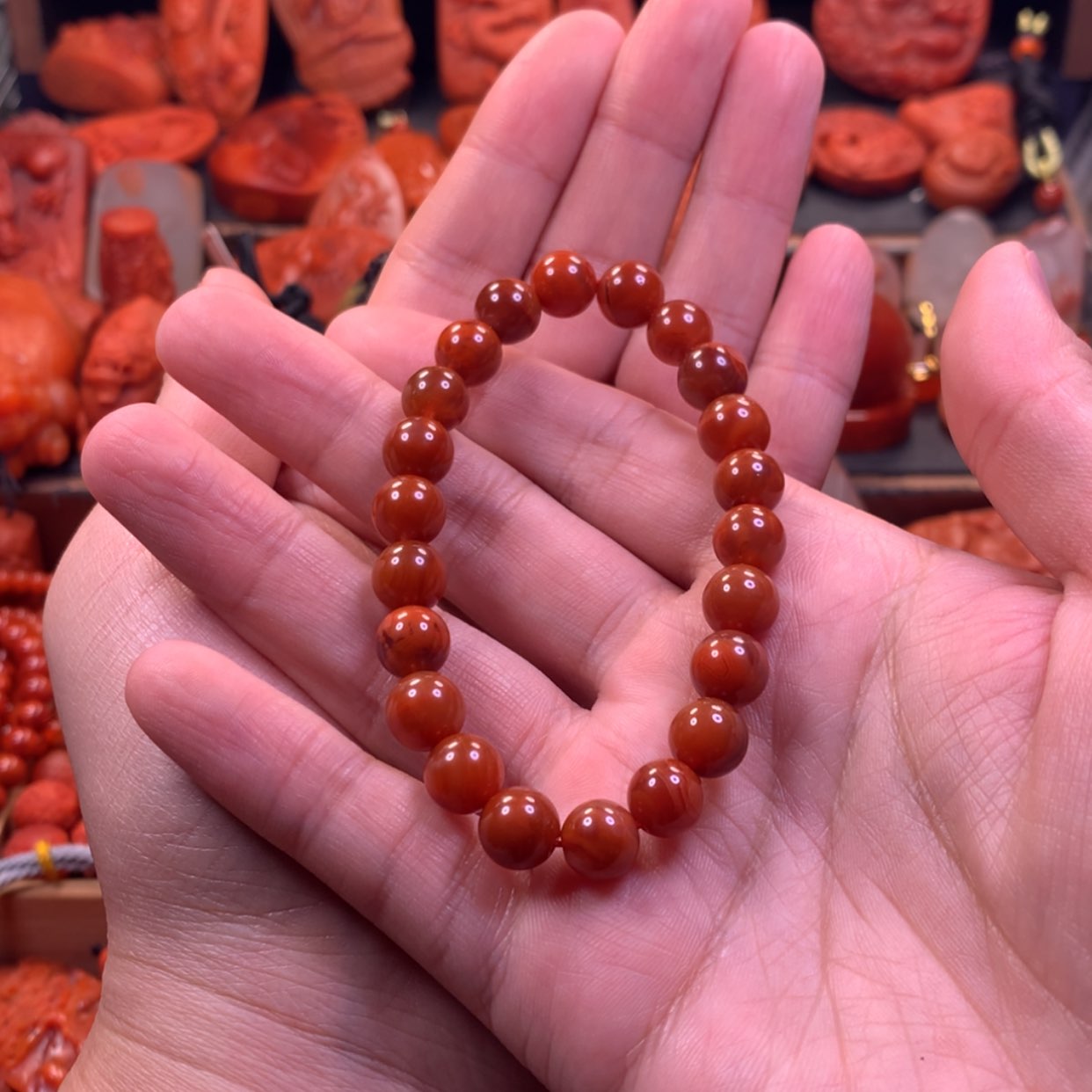 【闪购商品】未镶嵌单圈手串南红玛瑙开****么