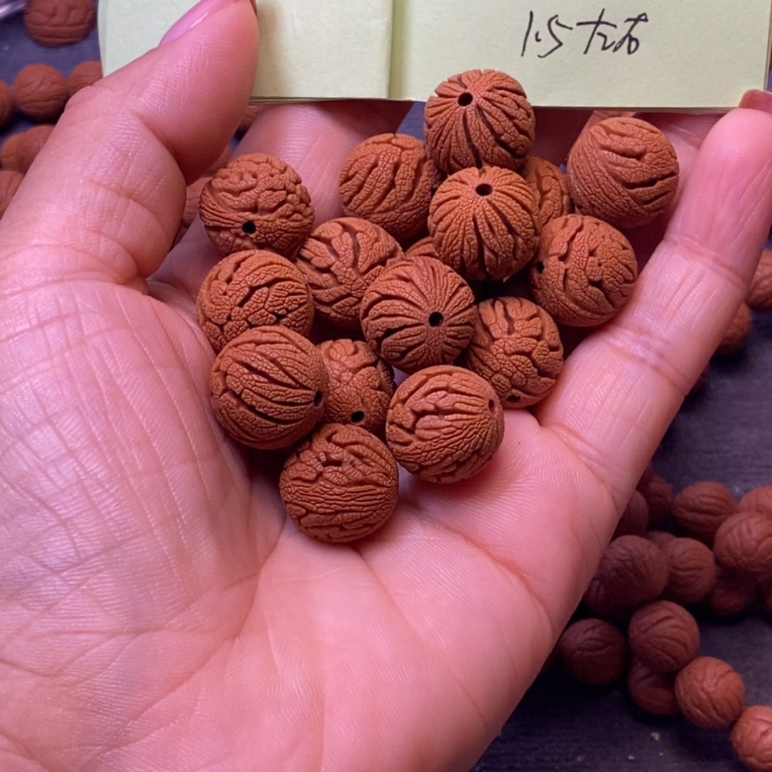 秦岭龙纹 桃核手串16颗
