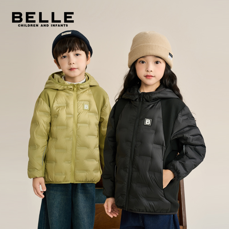 【乐宝90绒】 【全现货+运费险】百丽儿童羽绒服拼接款连帽外套BF0500