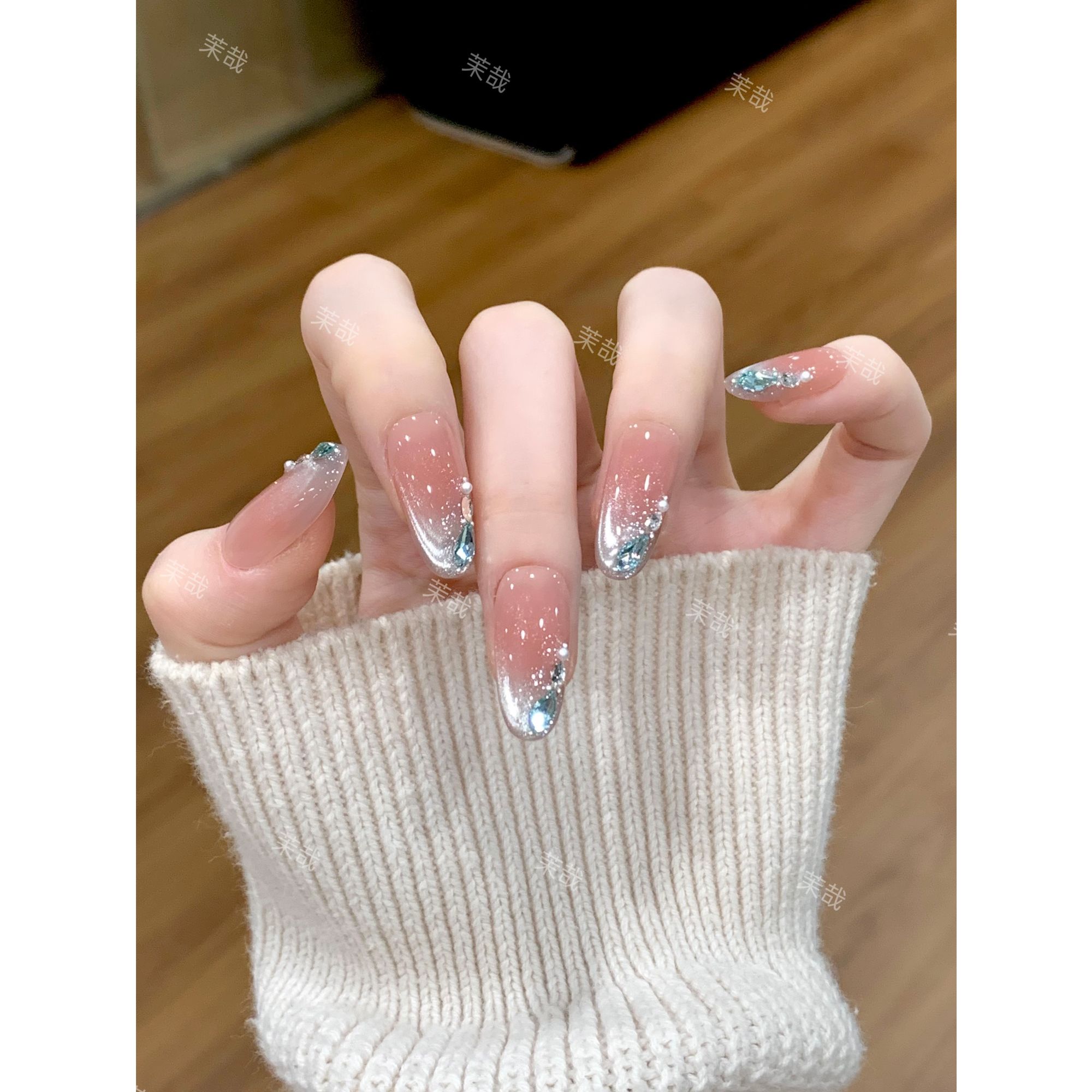 茉哉现货【月下银河】纯手工定制美甲拆卸穿戴甲A5236