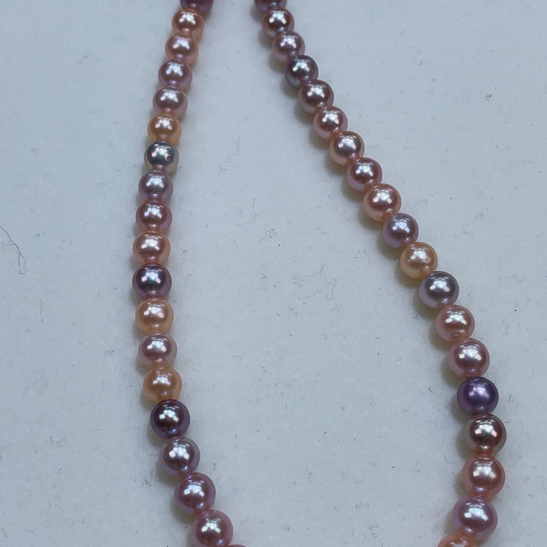 淡水珍珠颈饰银S925镶嵌5.5m透亮极光糖果