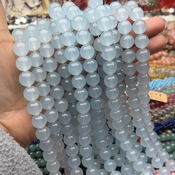玛瑙/玉髓珠宝半成品未镶嵌一条12mm海蓝宝