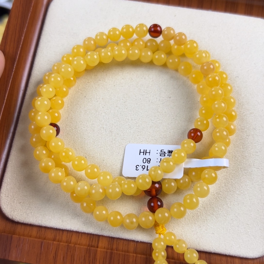 琥珀未镶嵌手链16.3g 108