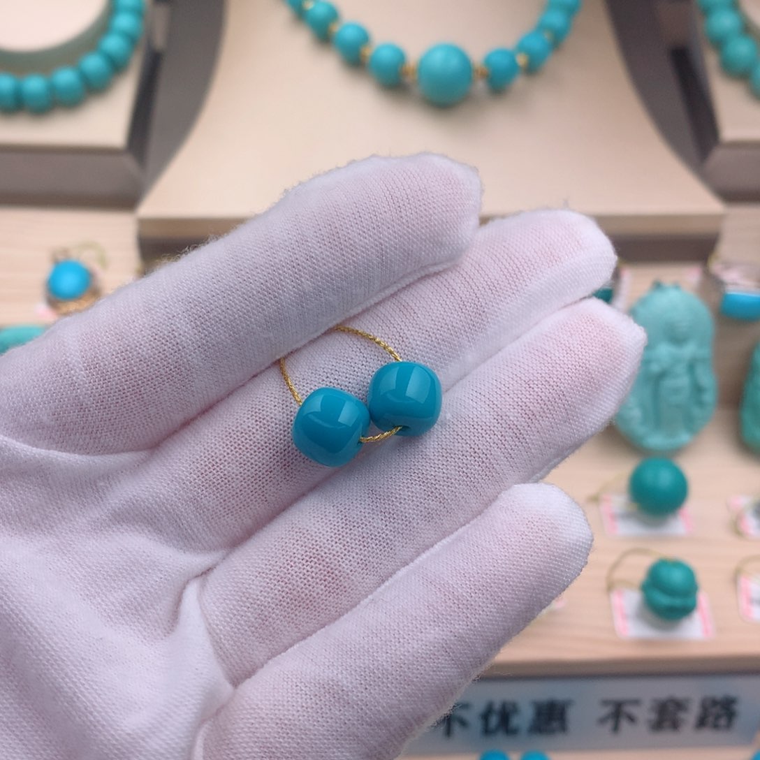 绿松石珠宝奇石未镶嵌9.5mm
