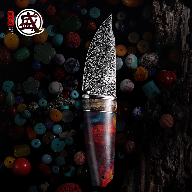 大马士革便携锋利水果刀高硬度限量高端精致收藏果皮小刀