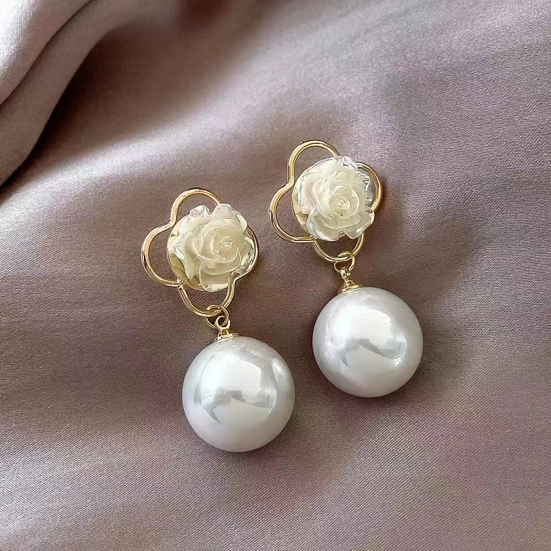 非金属树脂耳饰 山茶花花朵耳环时尚百搭