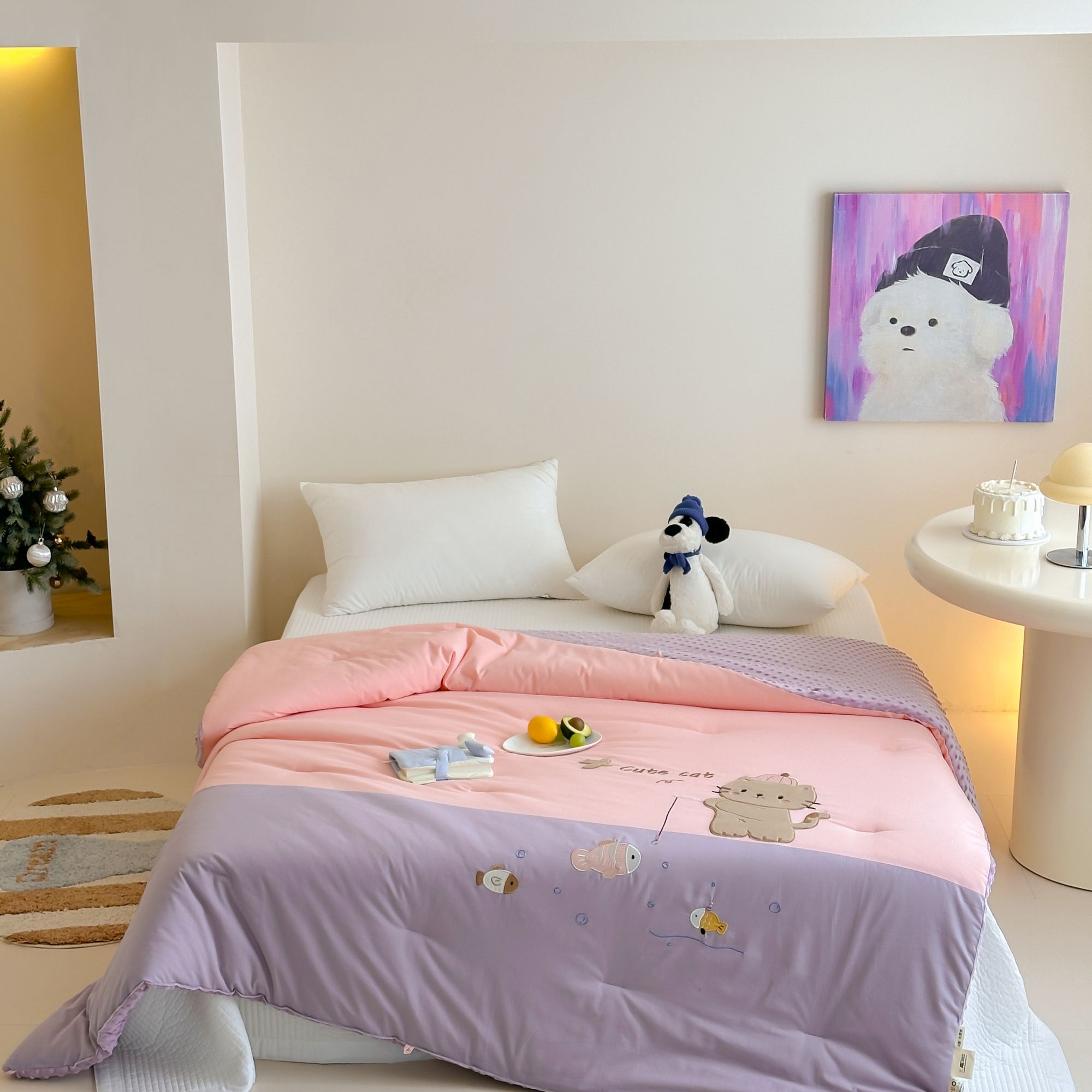 【AM】A类母婴全棉有氧双层纱双面可用豆豆被，可机洗亲肤柔软