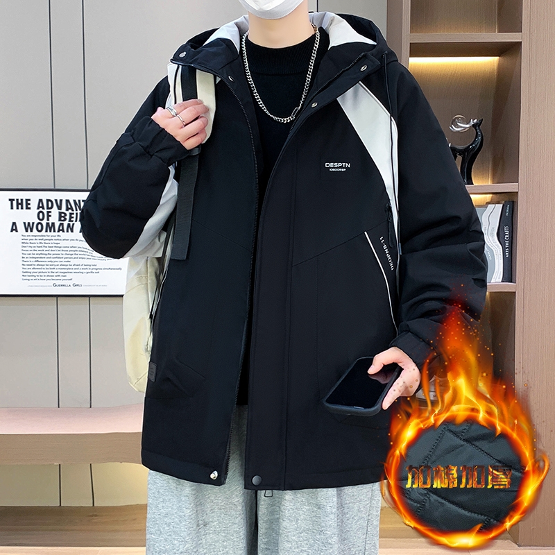 冬季新款男士棉衣加棉加厚休闲连帽宽松潮流青少年学生保暖冲锋衣