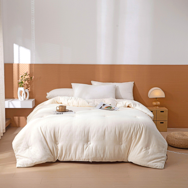 邮佳100%全棉A类高温水洗提花大豆被春秋被四季被柔软