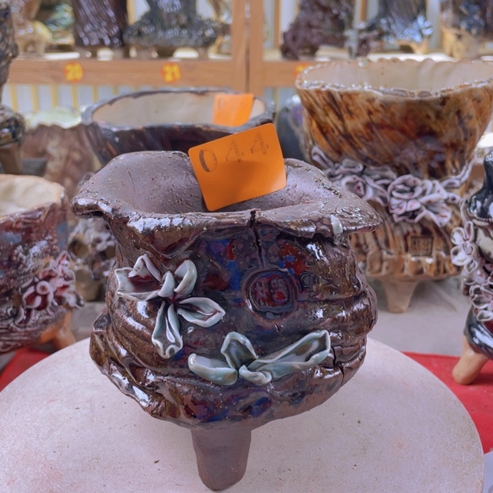 紫砂花盆景德镇陶瓷044瑕疵