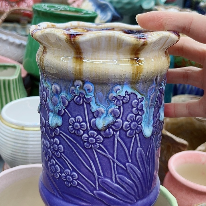 多肉绿植陶瓷花盆9.9包邮，有孔