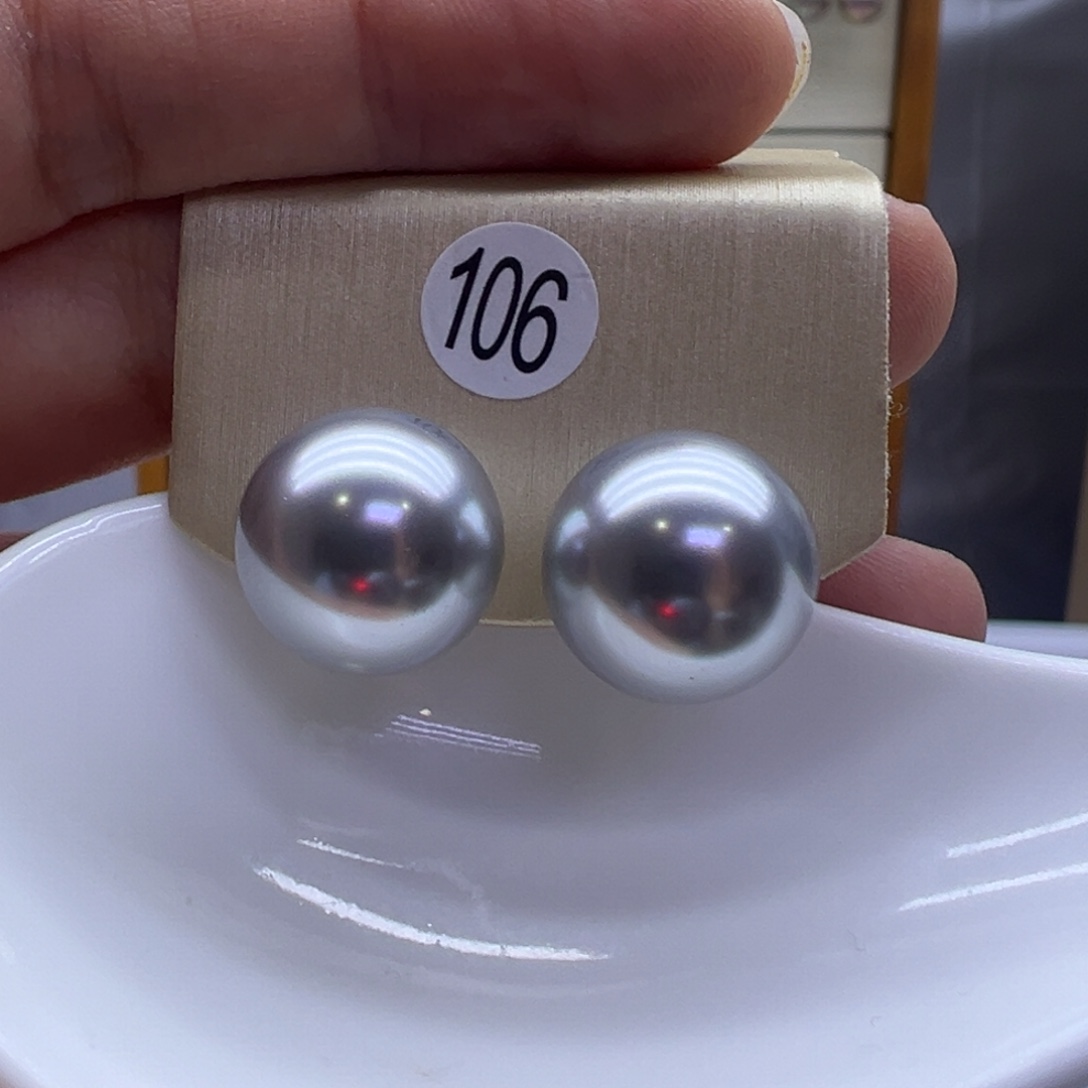 银S925镶嵌耳饰海水珍珠