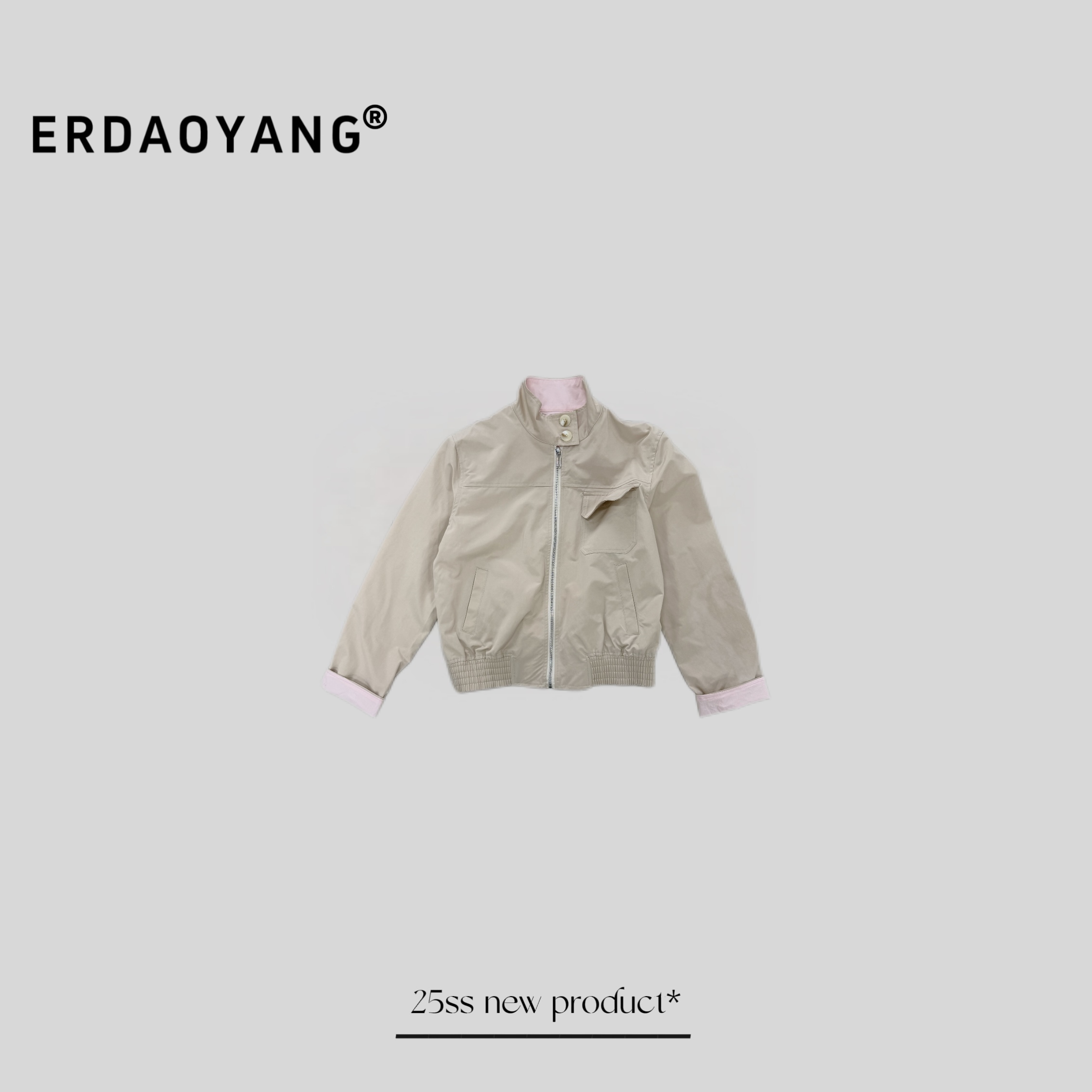 ERDAOYANG "樱花草" 撞色简约立领拉链夹克外套WT6010