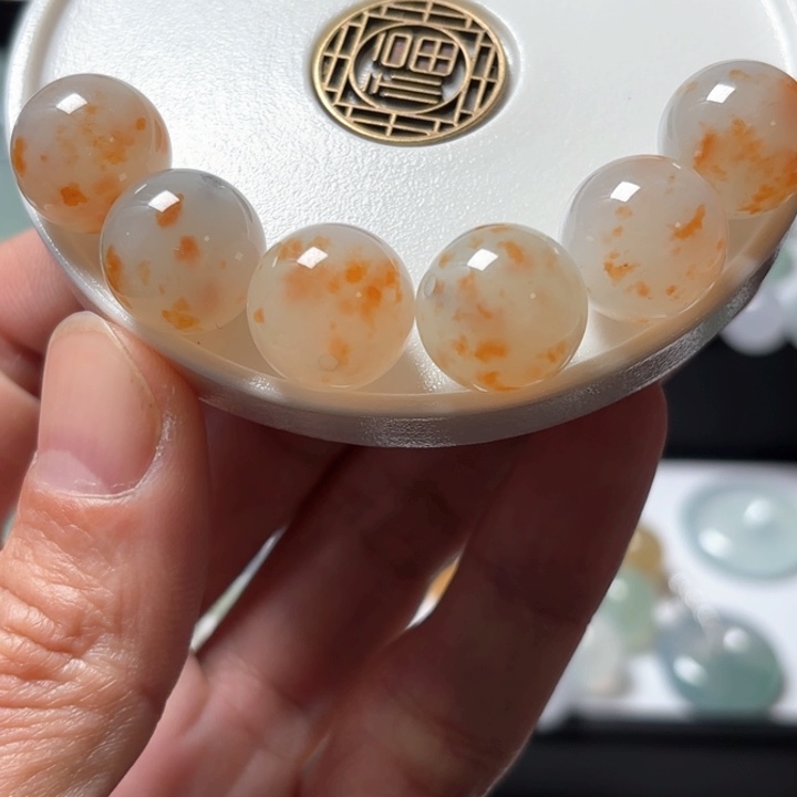 翡翠手链未镶嵌天然缅甸翡翠特色桂花糕珠子卡14.5