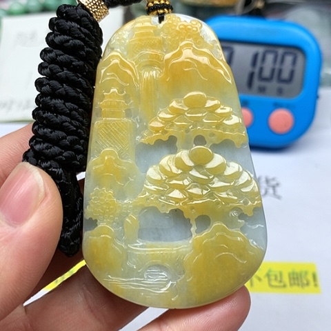 翡翠颈饰未镶嵌翡**宝翡翠山水