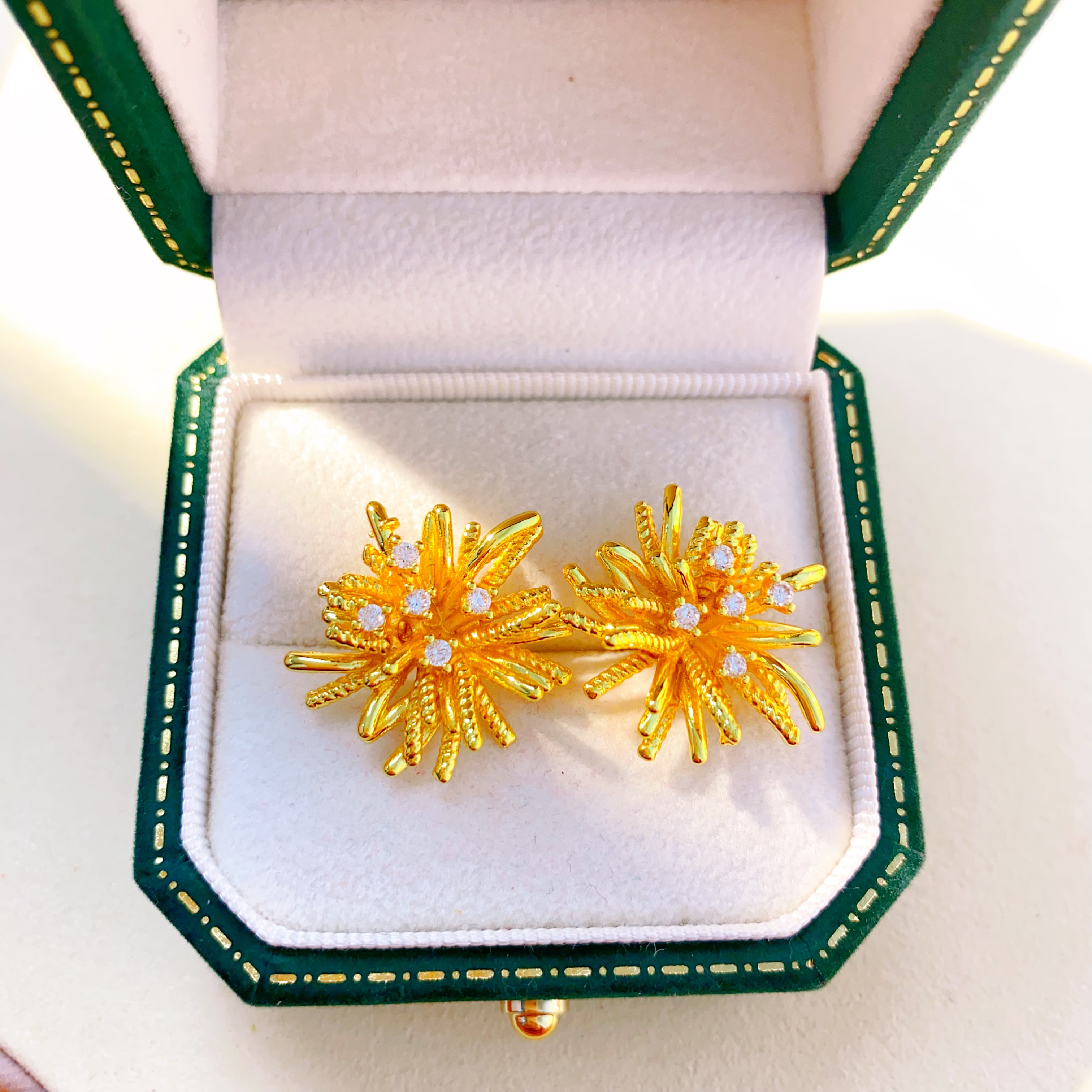 耳饰 40164金色花耳钉