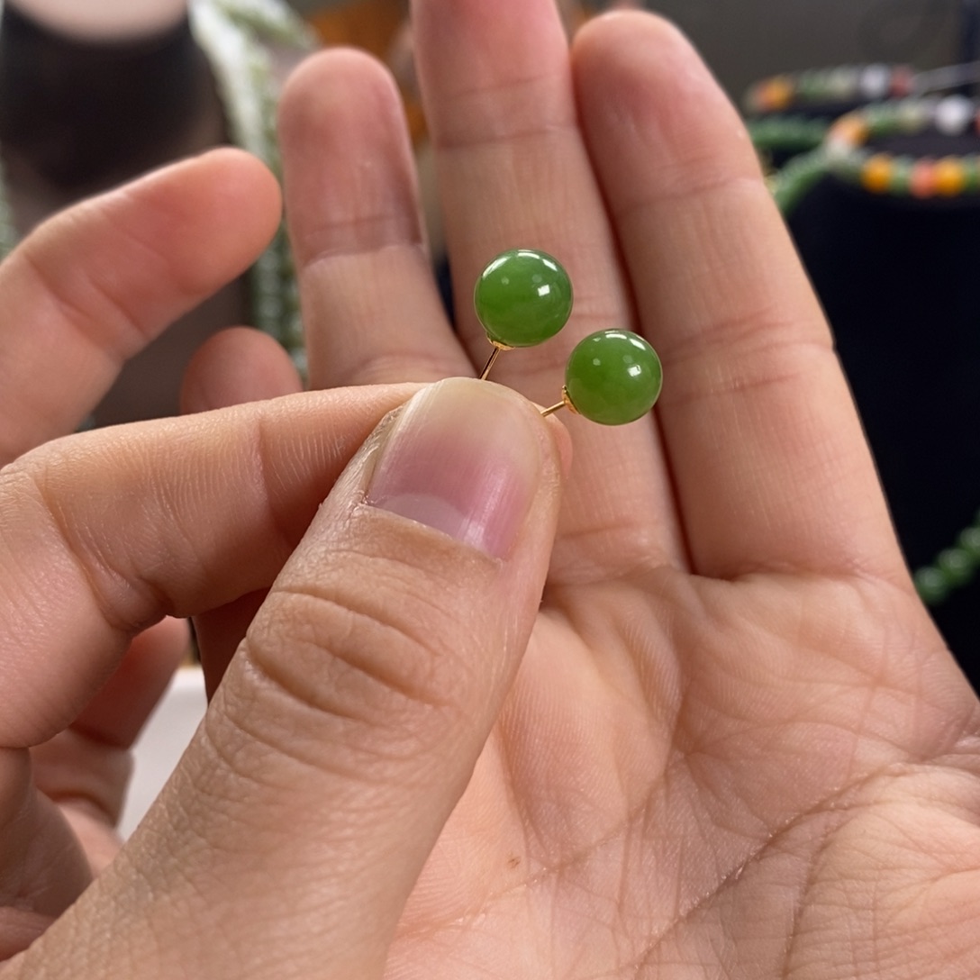 和田玉耳饰未镶嵌FS