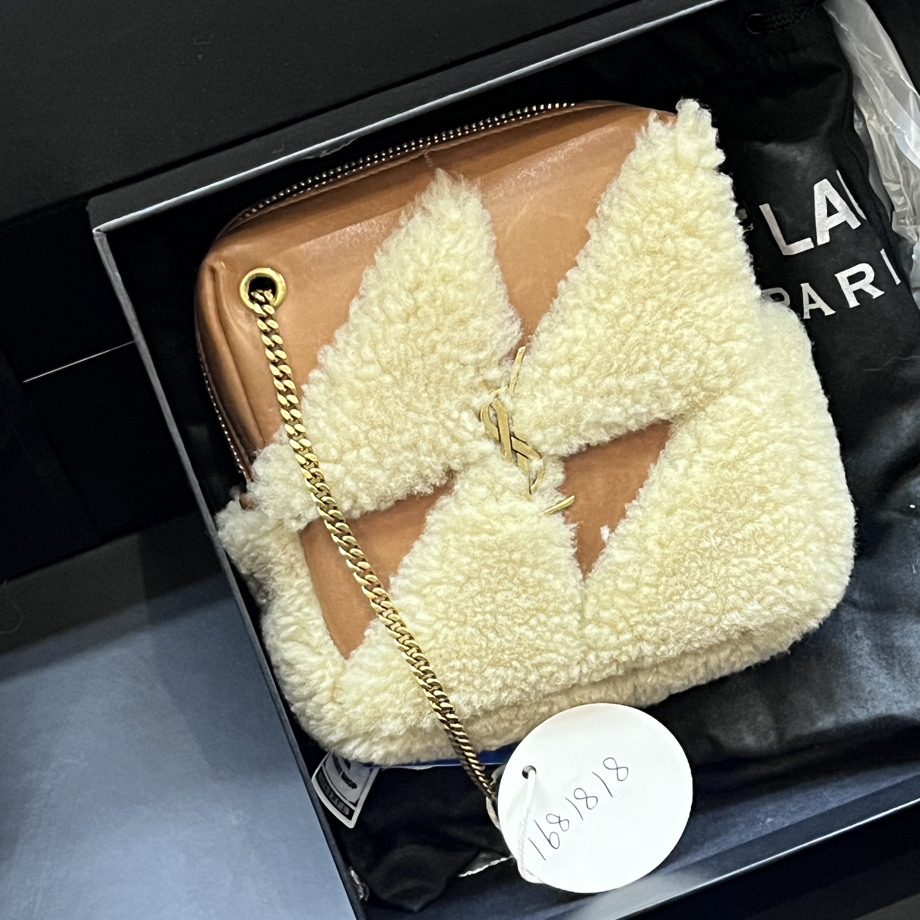 95新 YSL/圣罗兰 夏七中古/棕色羊羔毛单肩包/1681818