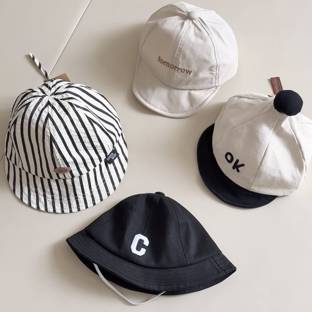 四季款帽子锥形顶短檐帽平檐极简风棒球帽休闲风婴儿