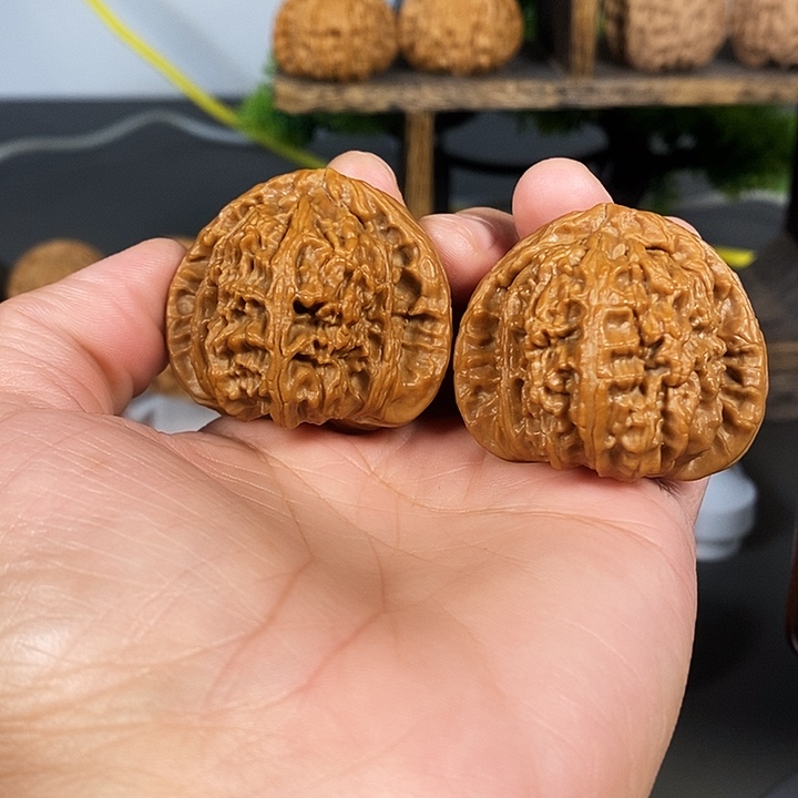 w***t把件文玩核桃老树红皮白狮子红皮果