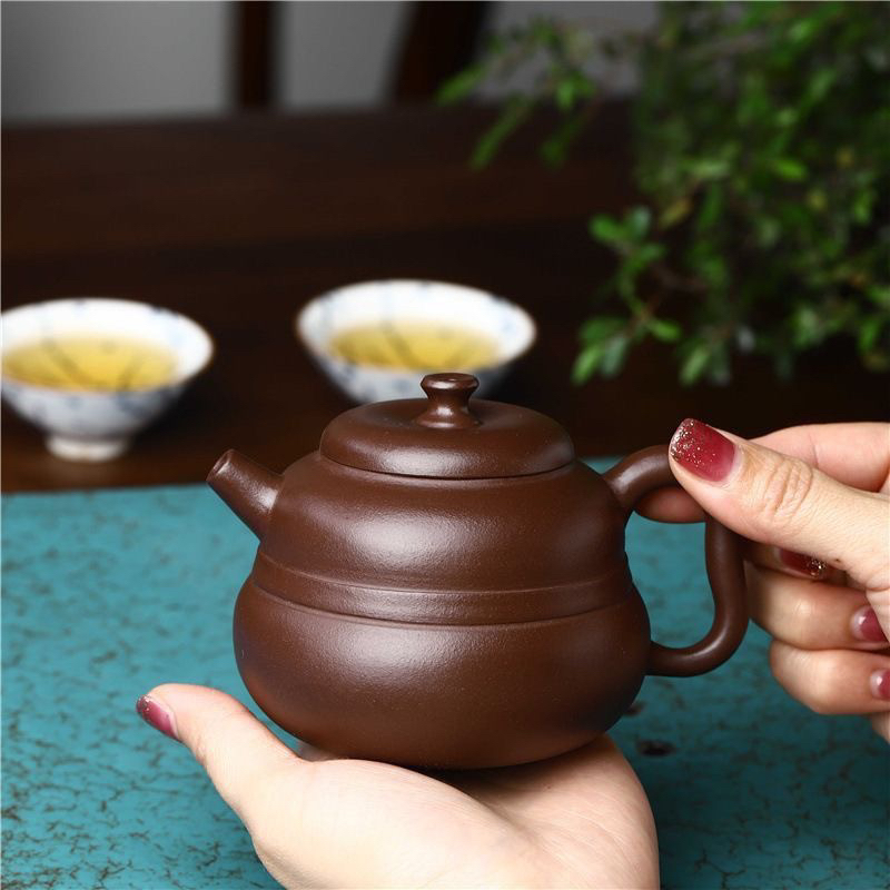 宜兴紫砂壶原矿紫泥葫芦茶具220cc