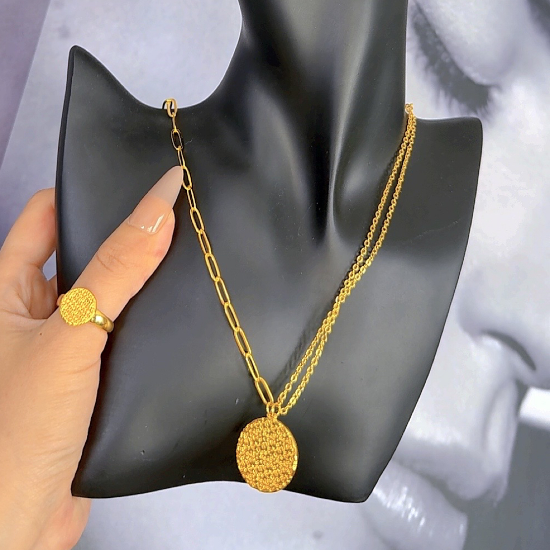 铜合金项链 D&K亚克力公主风民族风铜合金欧美风日韩三件套锁骨链