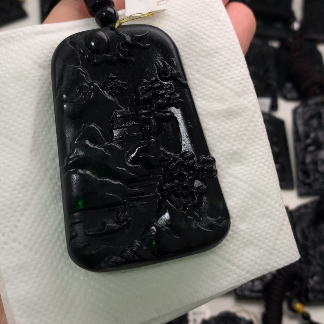 天然缅甸a货钢琴黑挂件