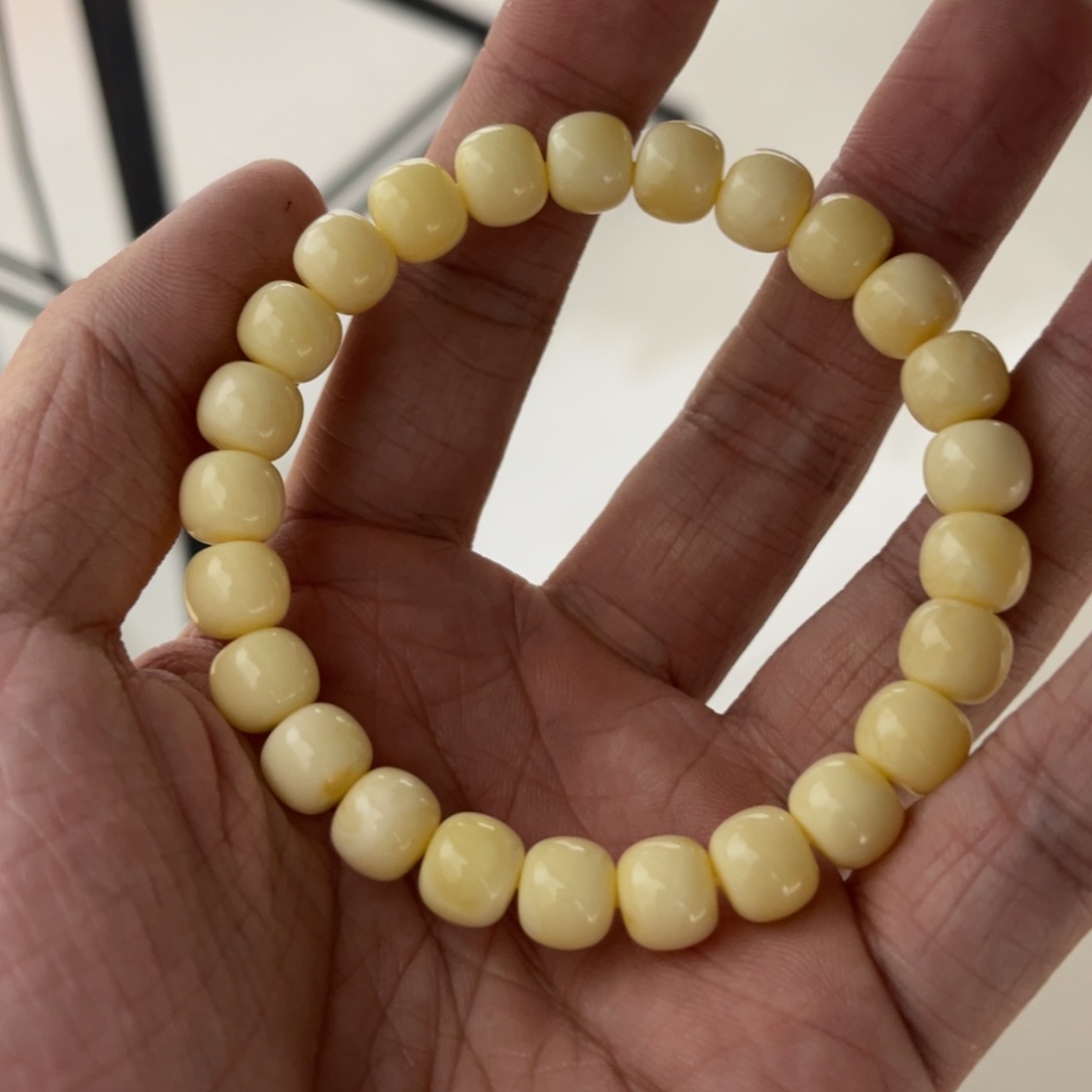 蜜蜡手串未镶嵌蜜蜡手串奶白浓蜡9mm