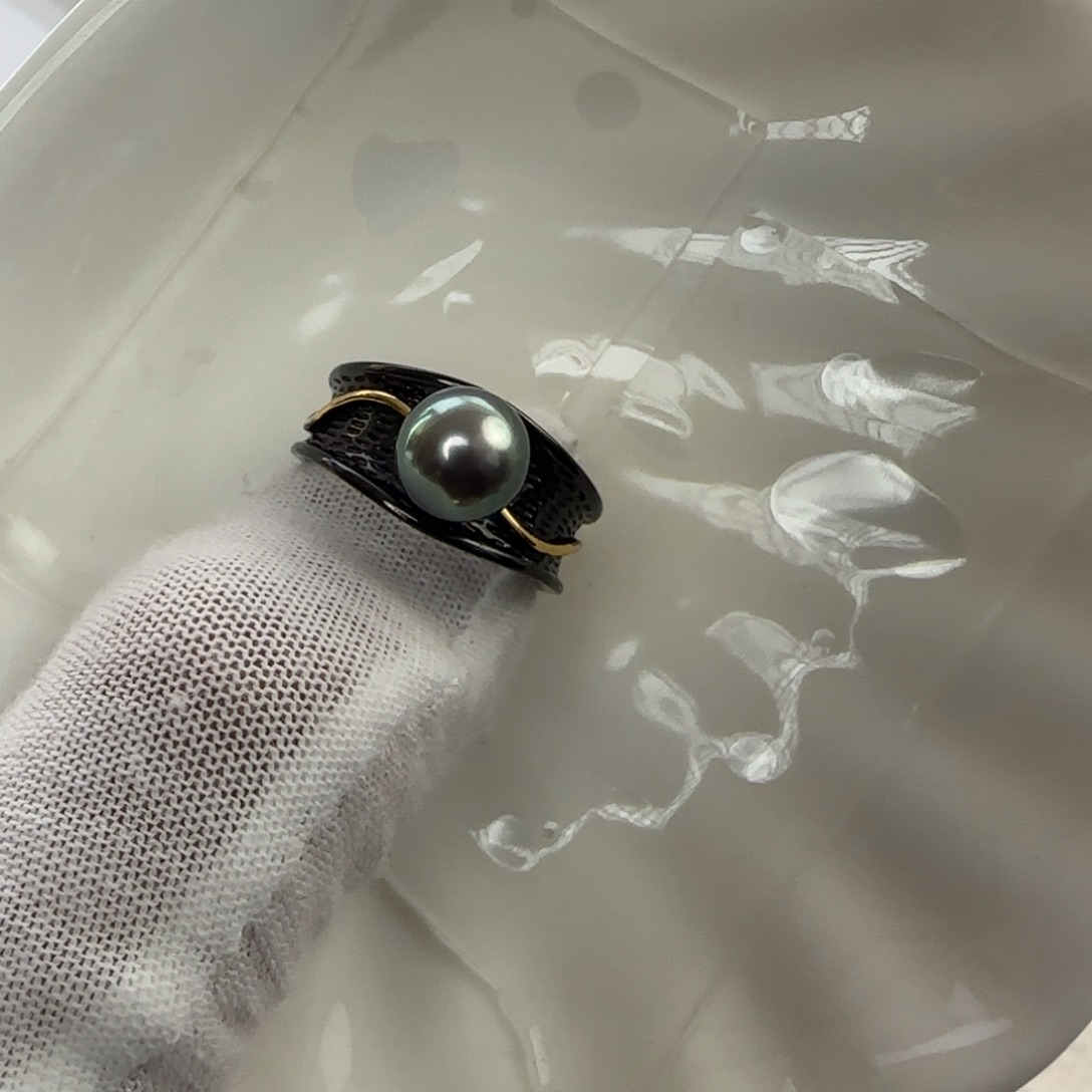 海水珍珠戒圈银S925镶嵌