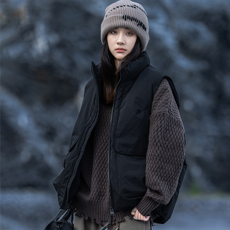 AOGZ鸭绒工装羽绒马甲男秋冬季宽松潮牌加厚保暖男女外穿羽绒背心