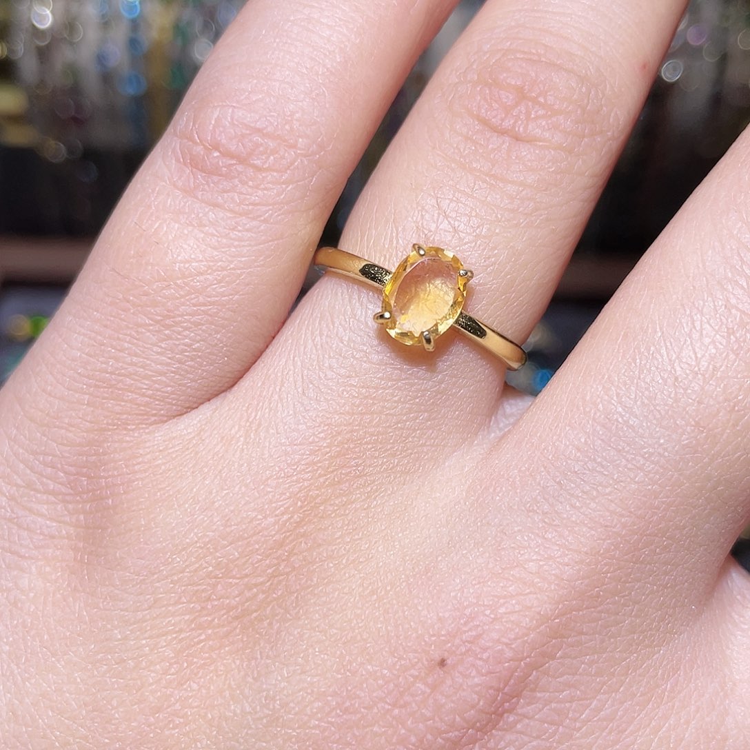 黄晶戒指银S925镶嵌4566