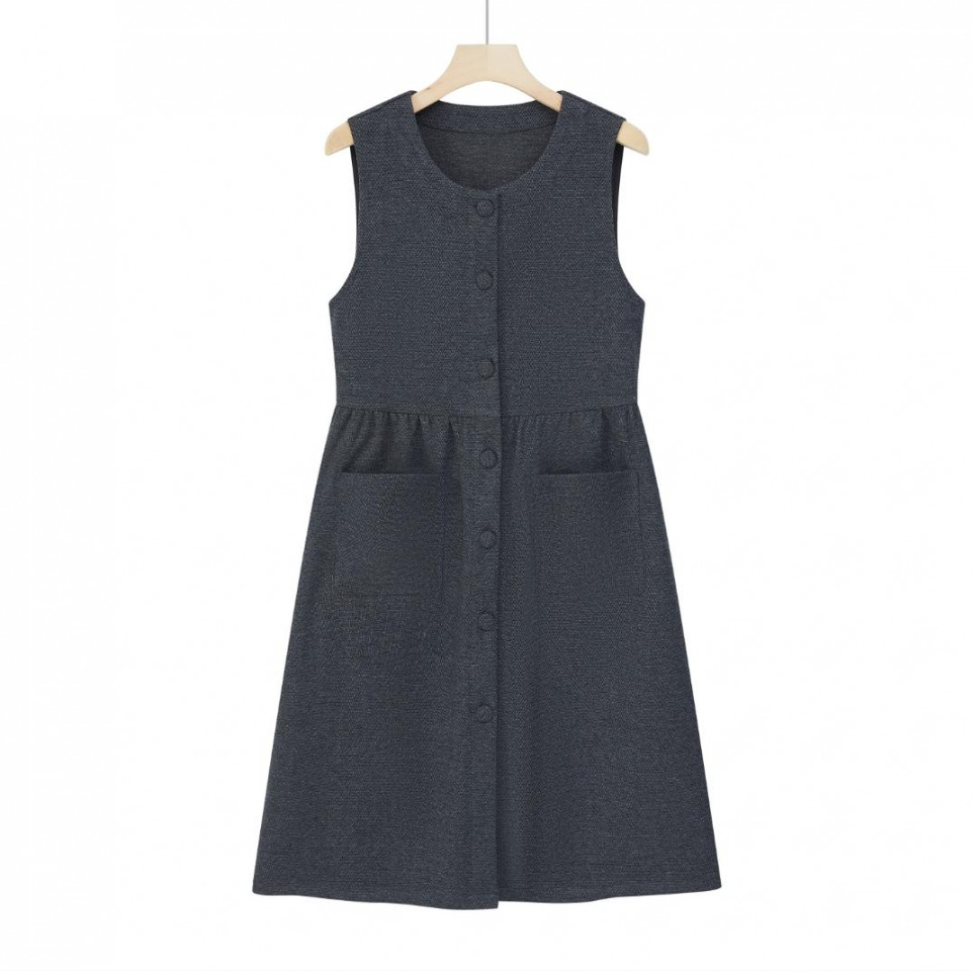 2025新款洋气休闲显瘦时尚气质宽松收腰中长款呢子马甲裙7726