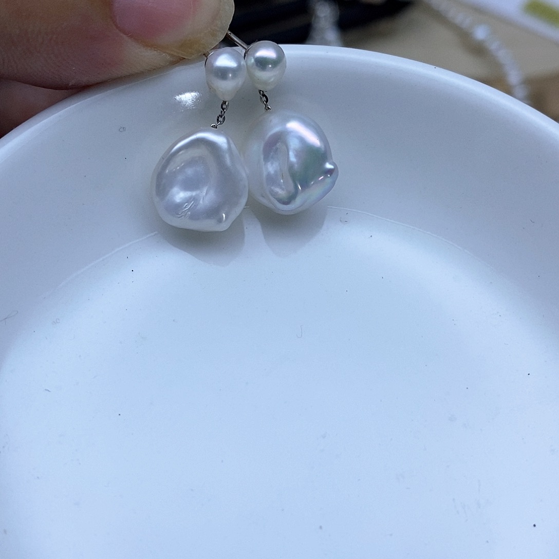 樾***樾合金淡水珍珠耳钉