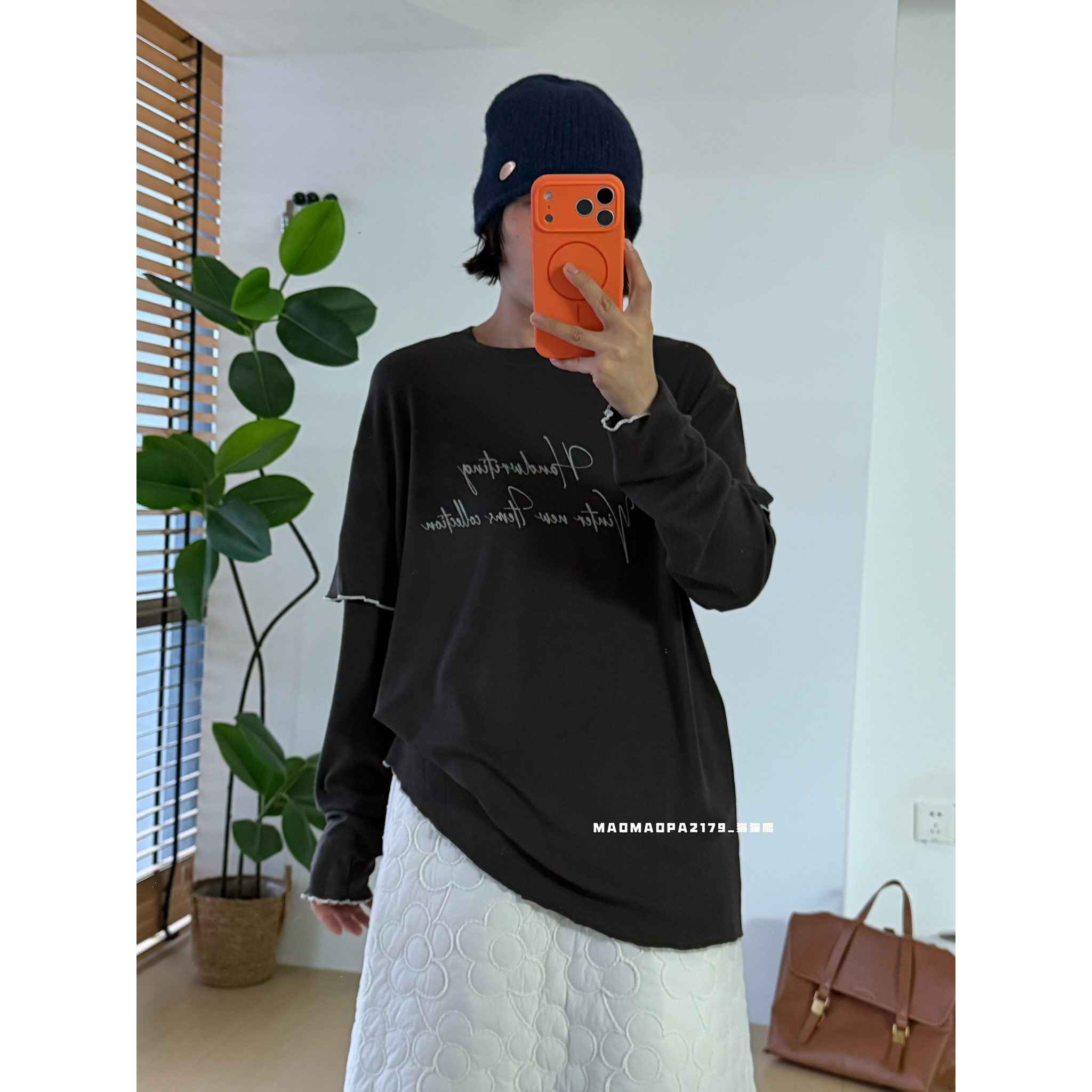 猫姐推荐｜宽松设计款字母印花撞色花边加厚假两件圆领长袖T内搭