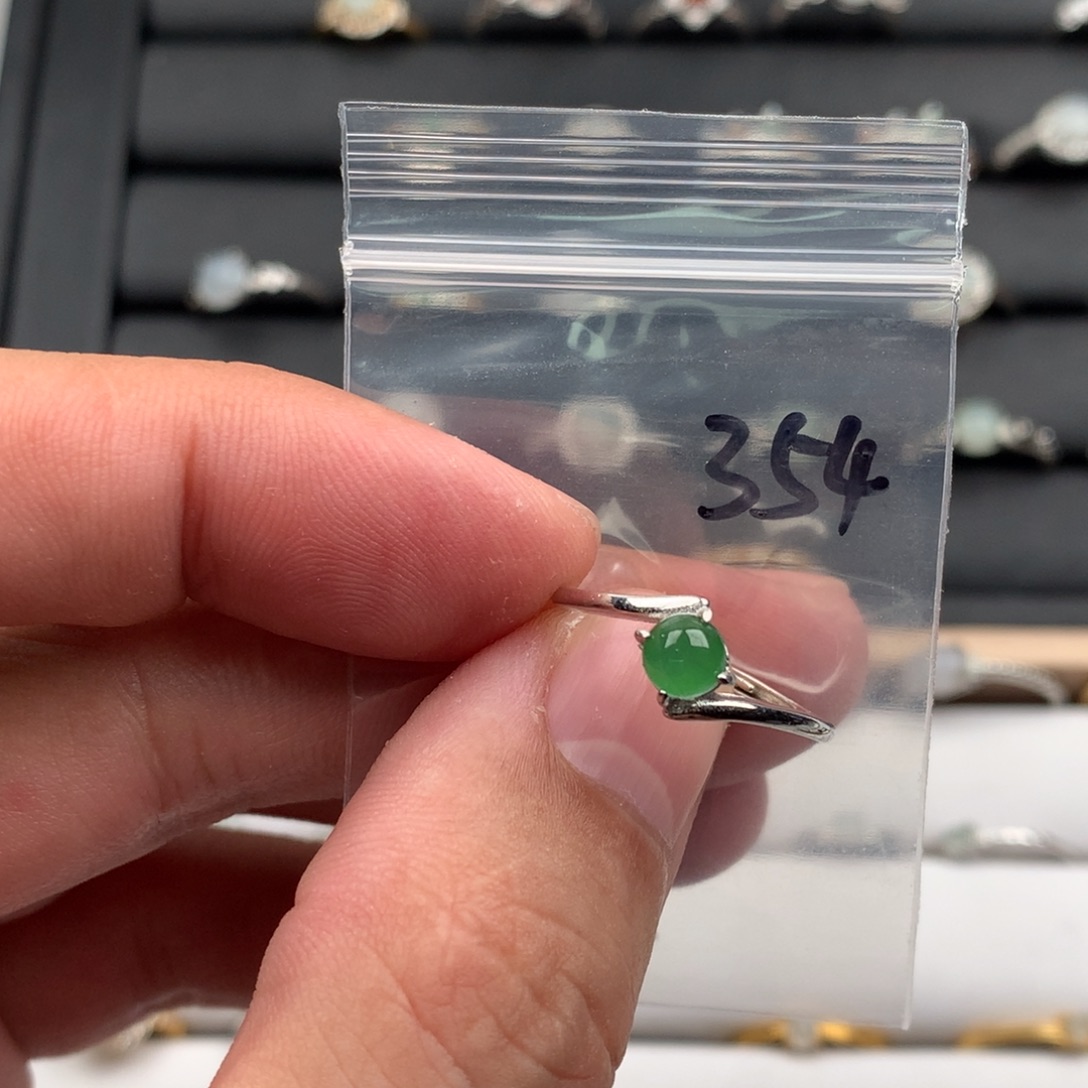 翡翠银S925镶嵌戒圈354