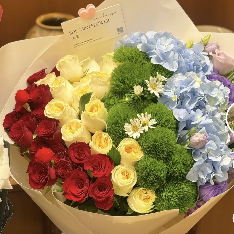 彩虹玫瑰花束鲜花速递送女友闺蜜生日惊喜礼物上门