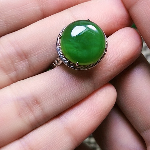 和田玉银S925镶嵌戒指