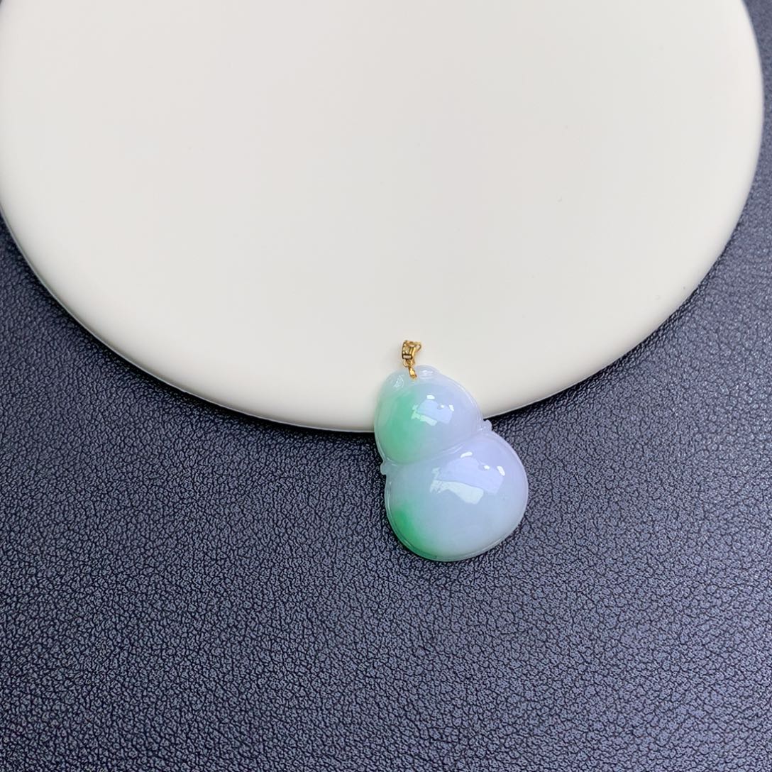 翡翠18K金镶嵌挂件48小时鉴赏期 退货不扣服务费