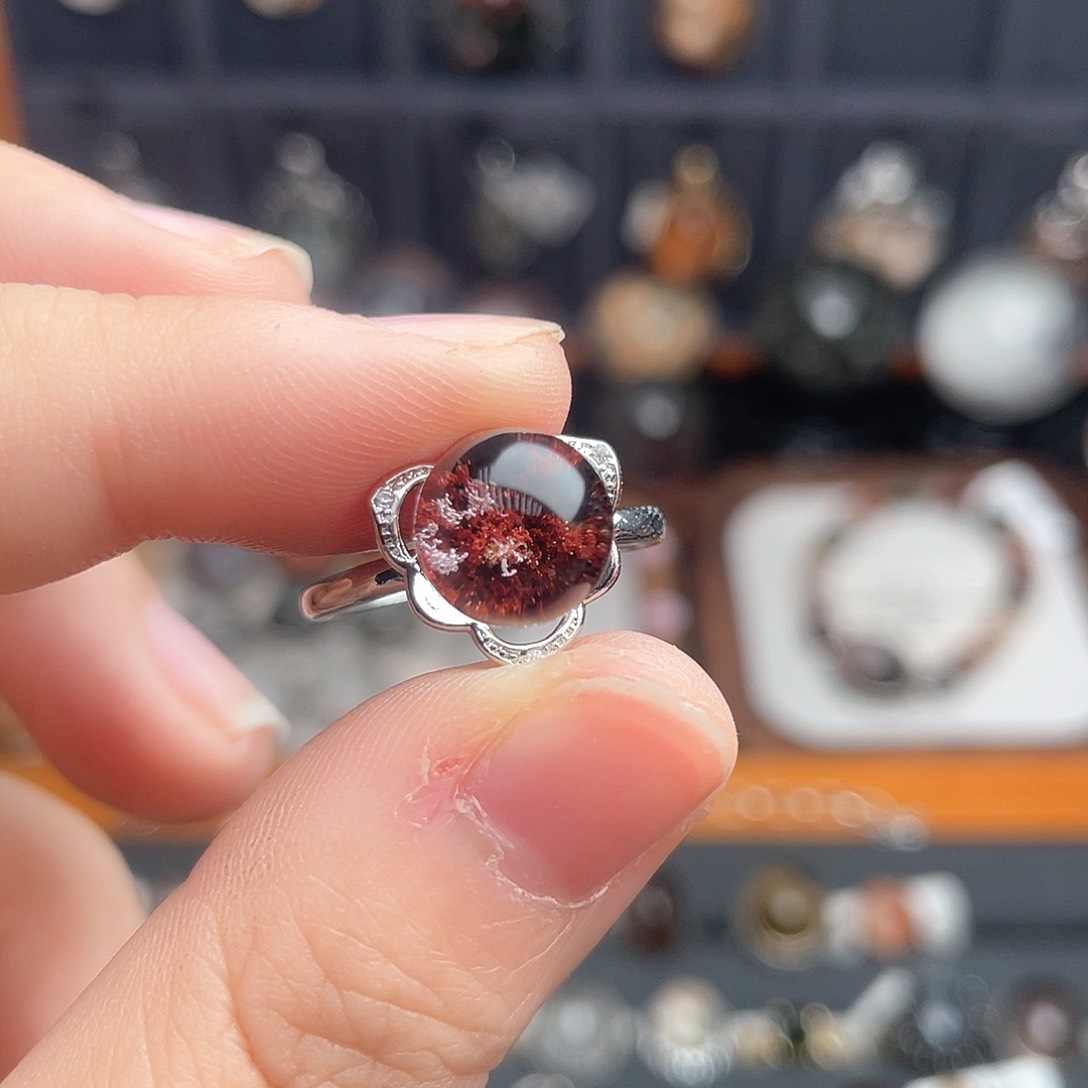 水晶戒指银S925镶嵌111111