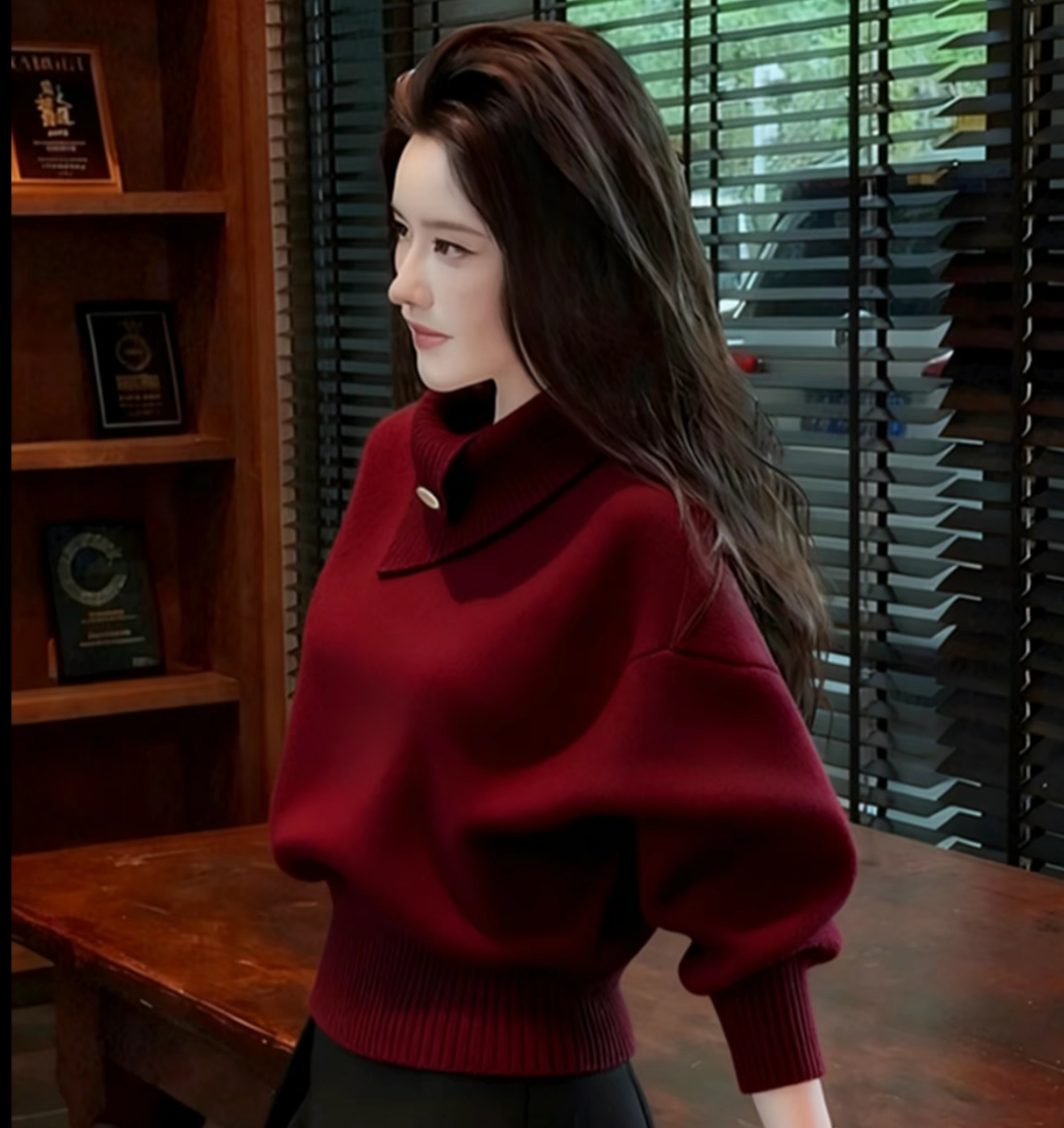 2025秋冬韩系高知老钱风轻熟设计感软糯慵懒橘色高领打底针织衫女