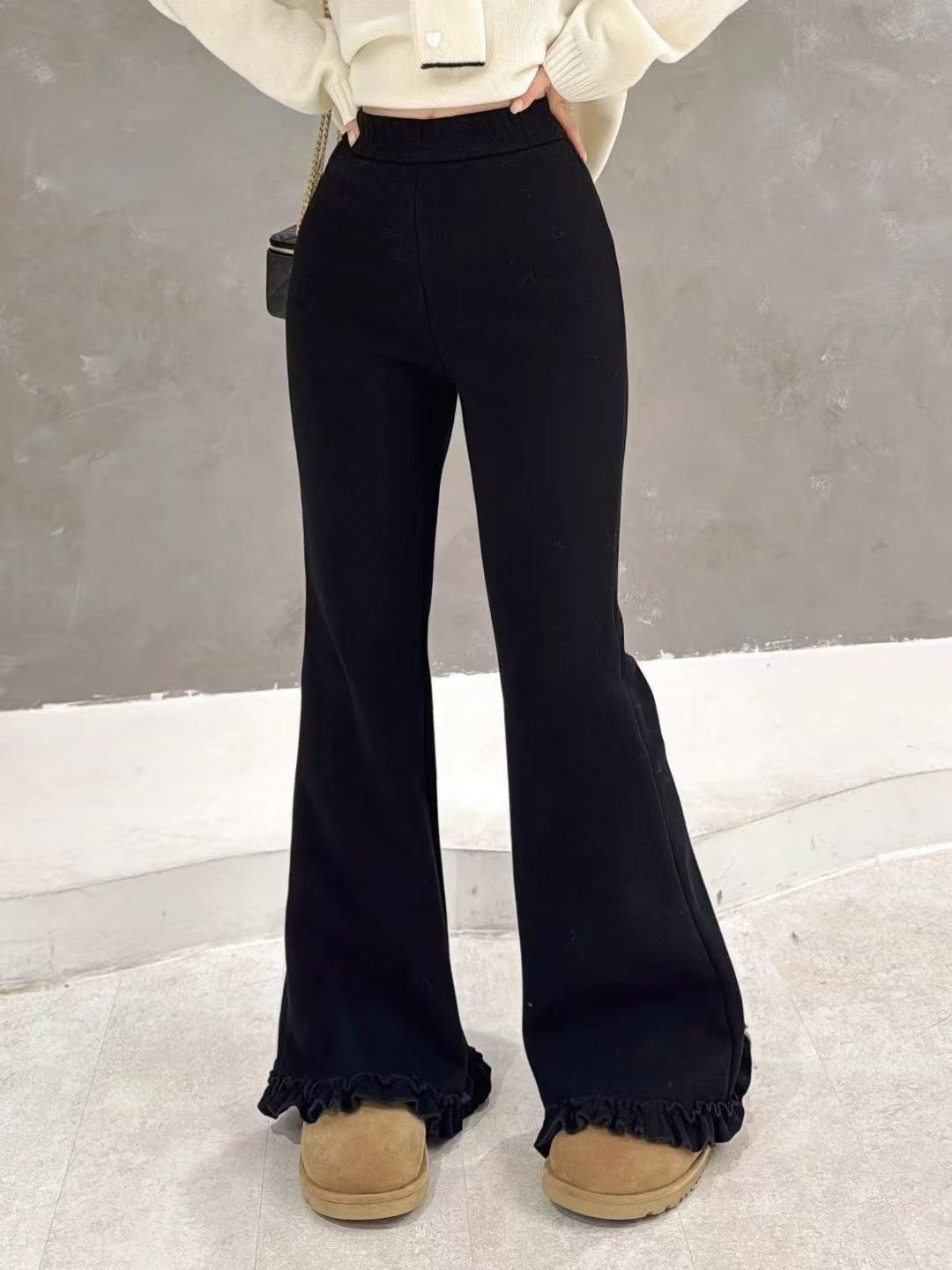 3957款加绒花边裤