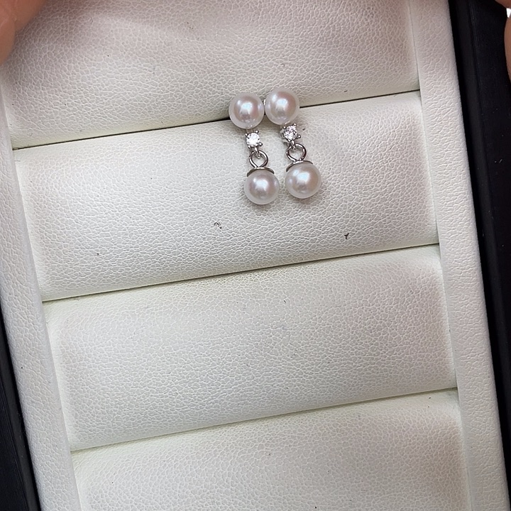 淡水珍珠耳饰银S925镶嵌