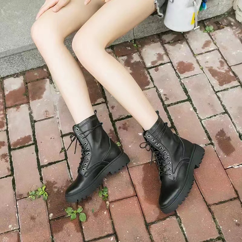 秋冬新款韩版通勤瘦瘦简约粗跟裸靴短靴8577-7(不加绒)